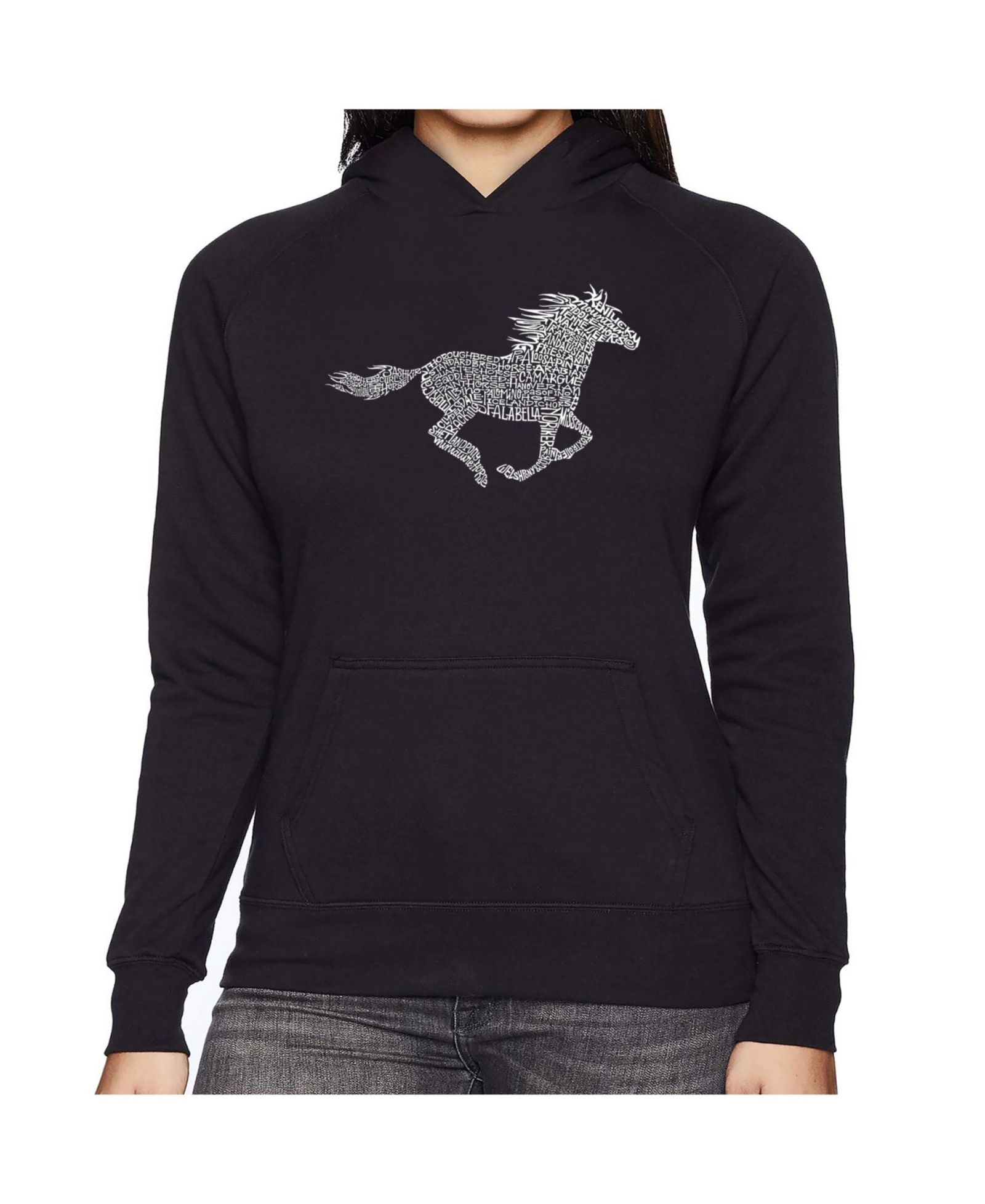 Женский худи LA Pop Art Word Art - Horse Breeds