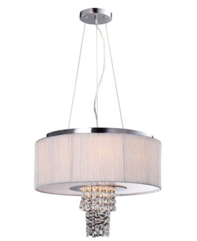 Artiva USA Modern, Comtemporary Adrienne 6-Light Crystal Chandelier with Plisse Fabric Shade, Stainless Steel
