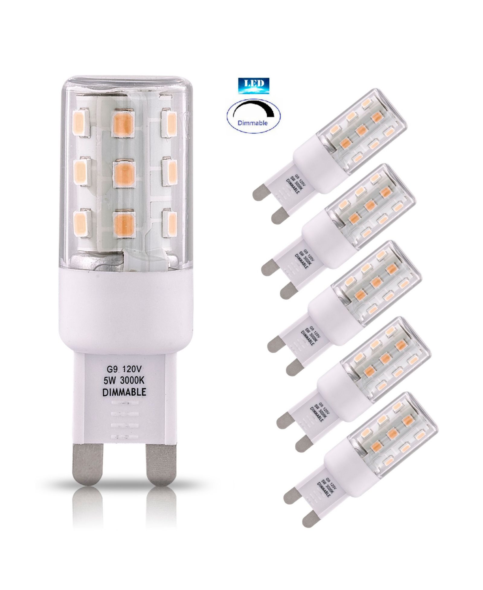 Artiva USA LED-G9-5Tdm-30-6 G9 5W Dimmable LED Light Bulb, Set of 6