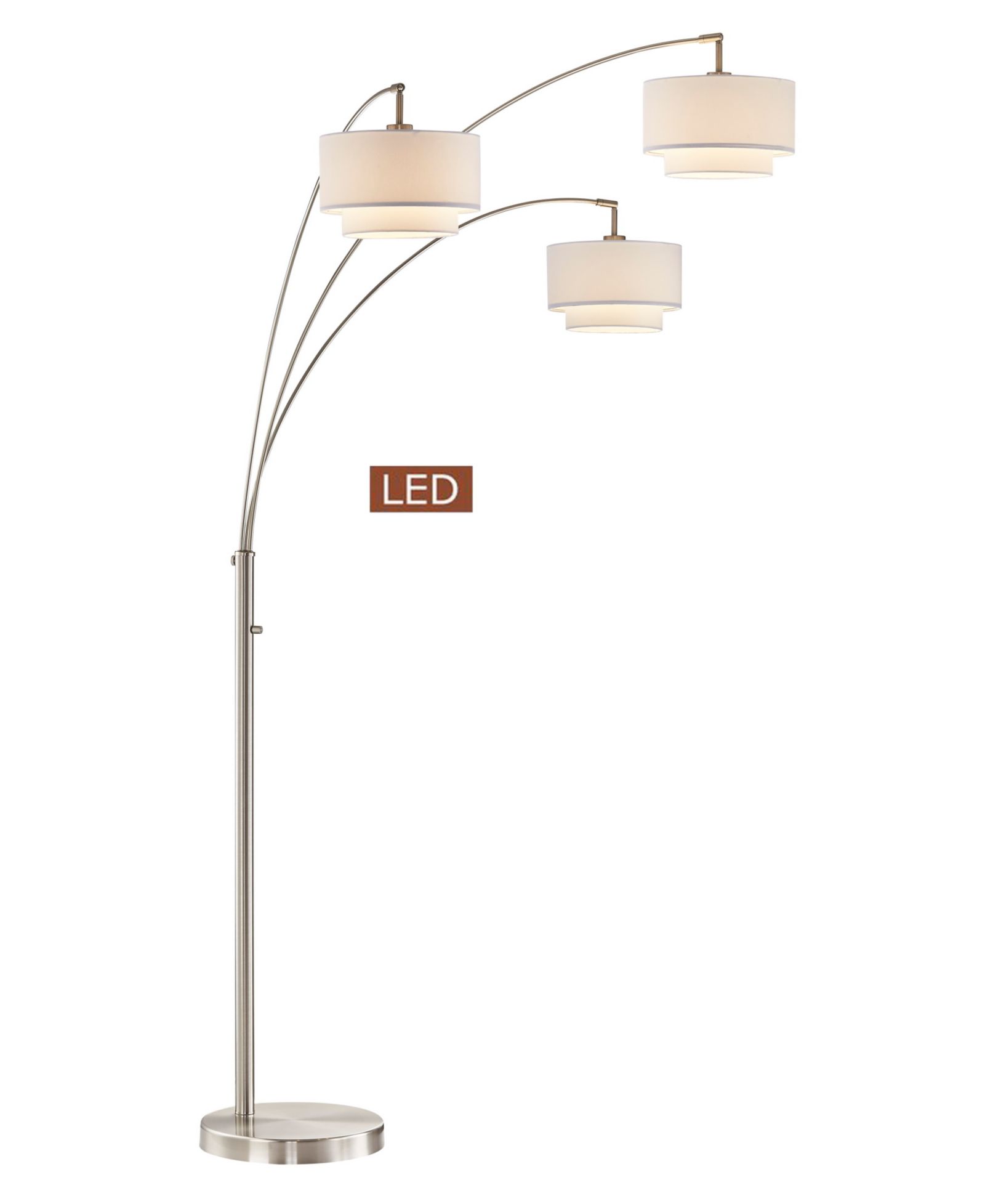 Artiva Usa Lumiere III 80" LED Arched Floor Lamp Double Layer Shade with Dimmer