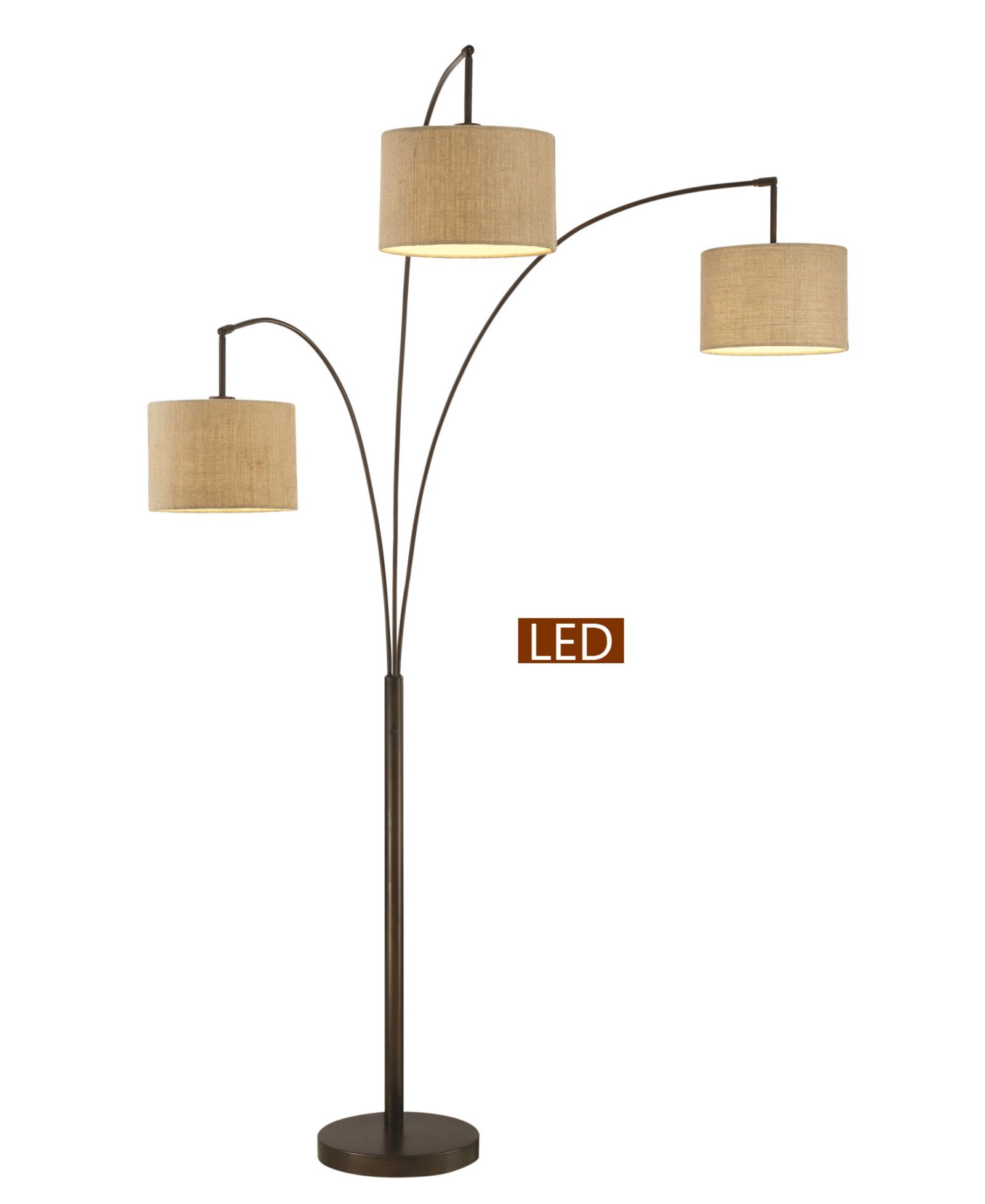 Artiva USA Lumiere Modern LED 80" 3-Arched Floor Lamp with Dimmer