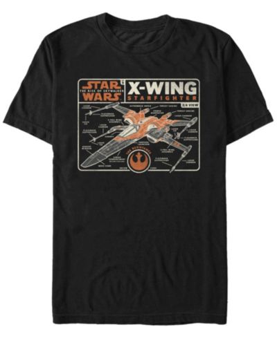 Star Wars Мужская футболка с чертежом X-Wing Star Fighter Rise of Skywalker