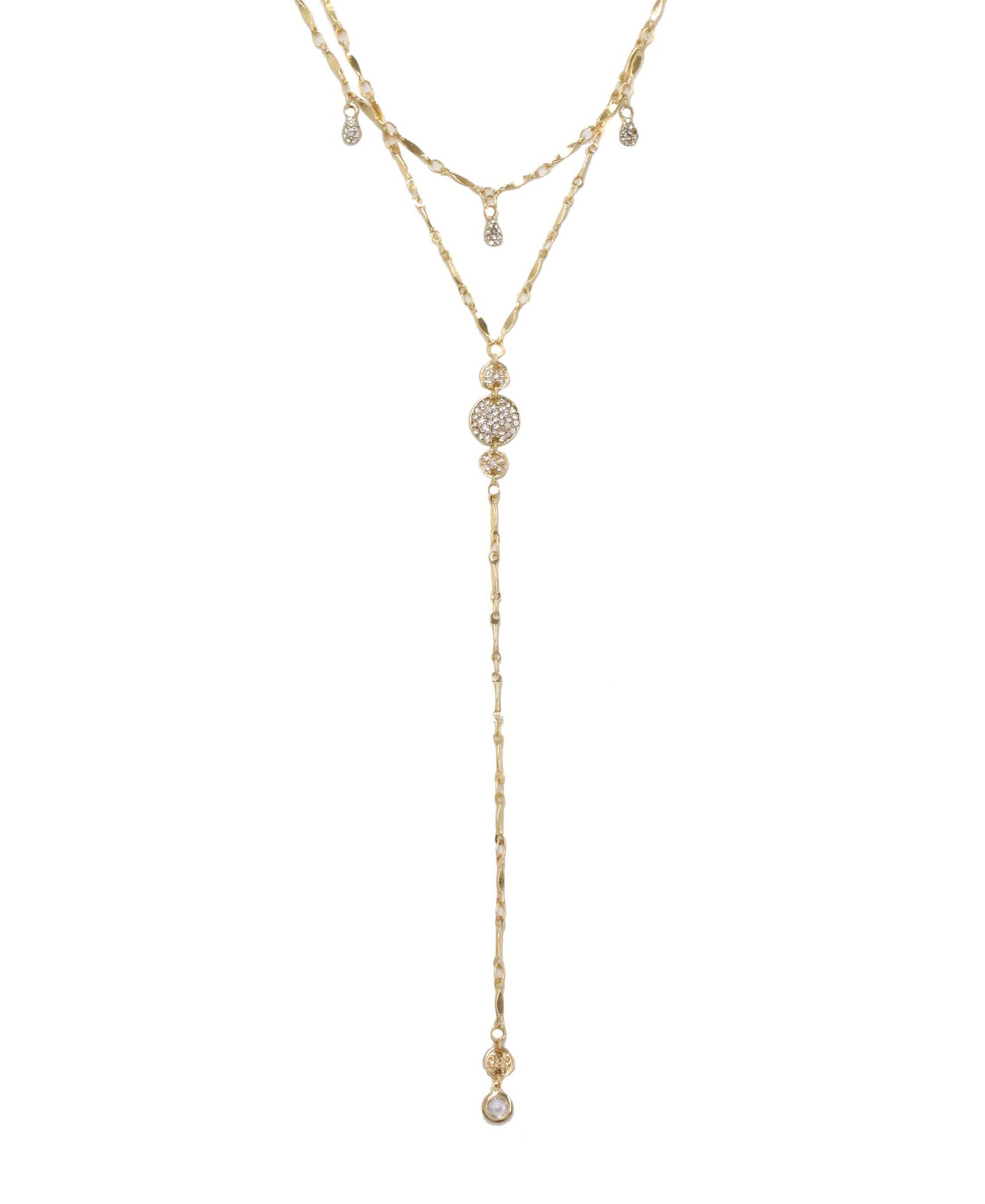 ETTIKA Carmine Layered Crystal Lariat Necklace