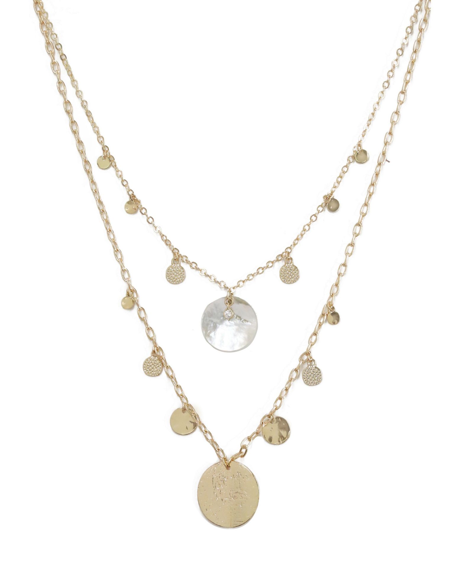 ETTIKA Pacific Princess Layered Shell Disc Necklace Set