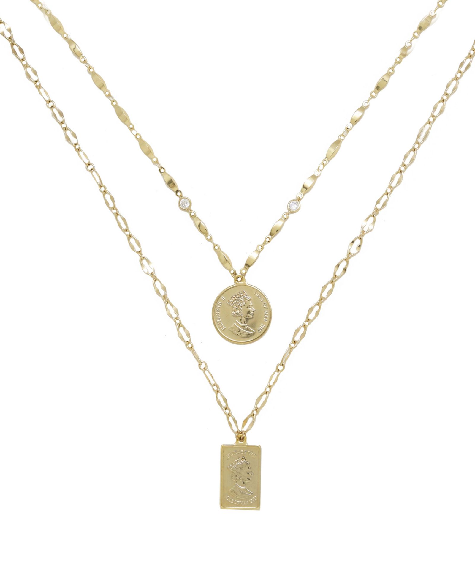 ETTIKA Medallions of Mine Layered Gold Plated Coin Necklace Set