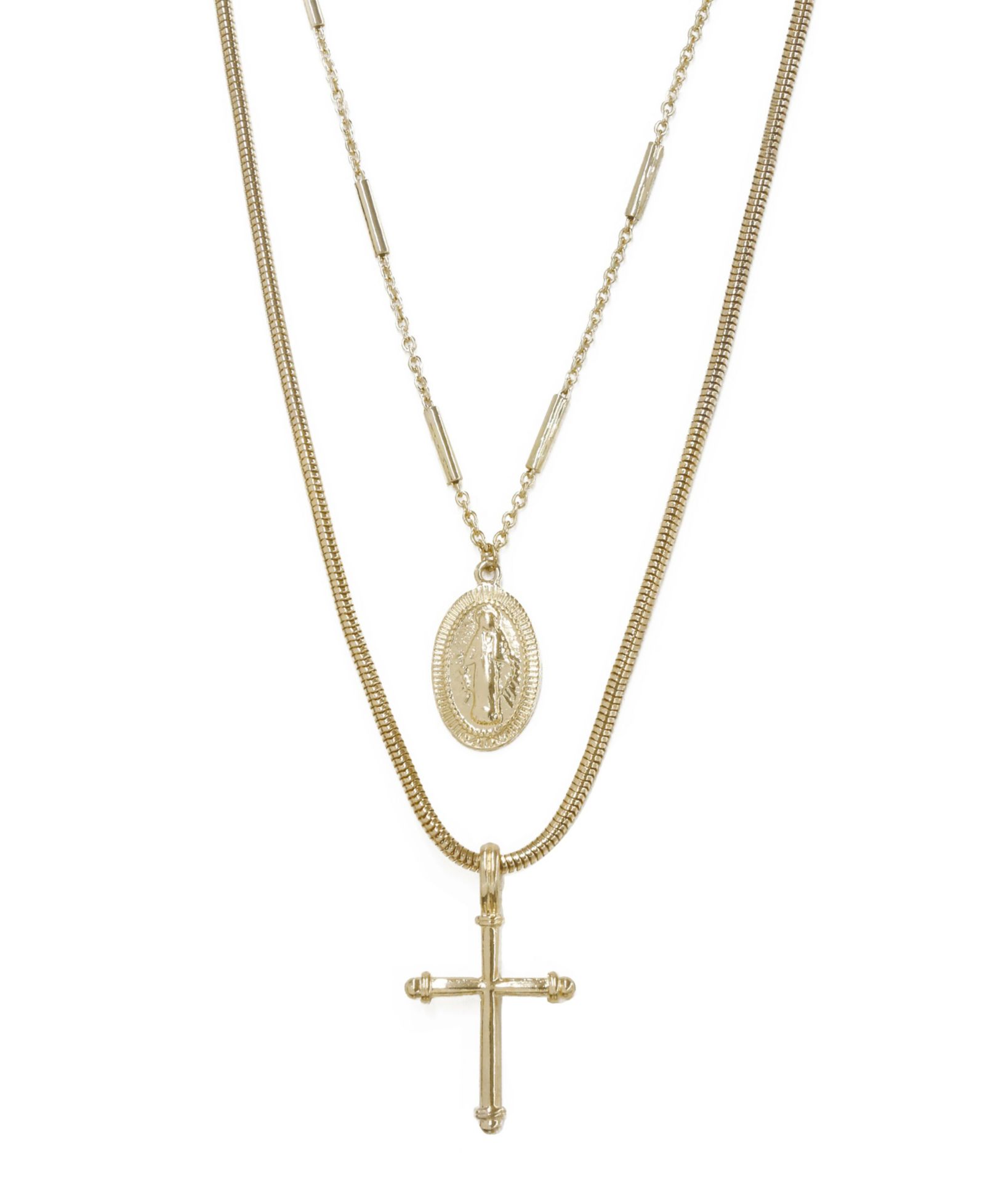 Колье ETTIKA Like a Prayer Layered Cross and Coin