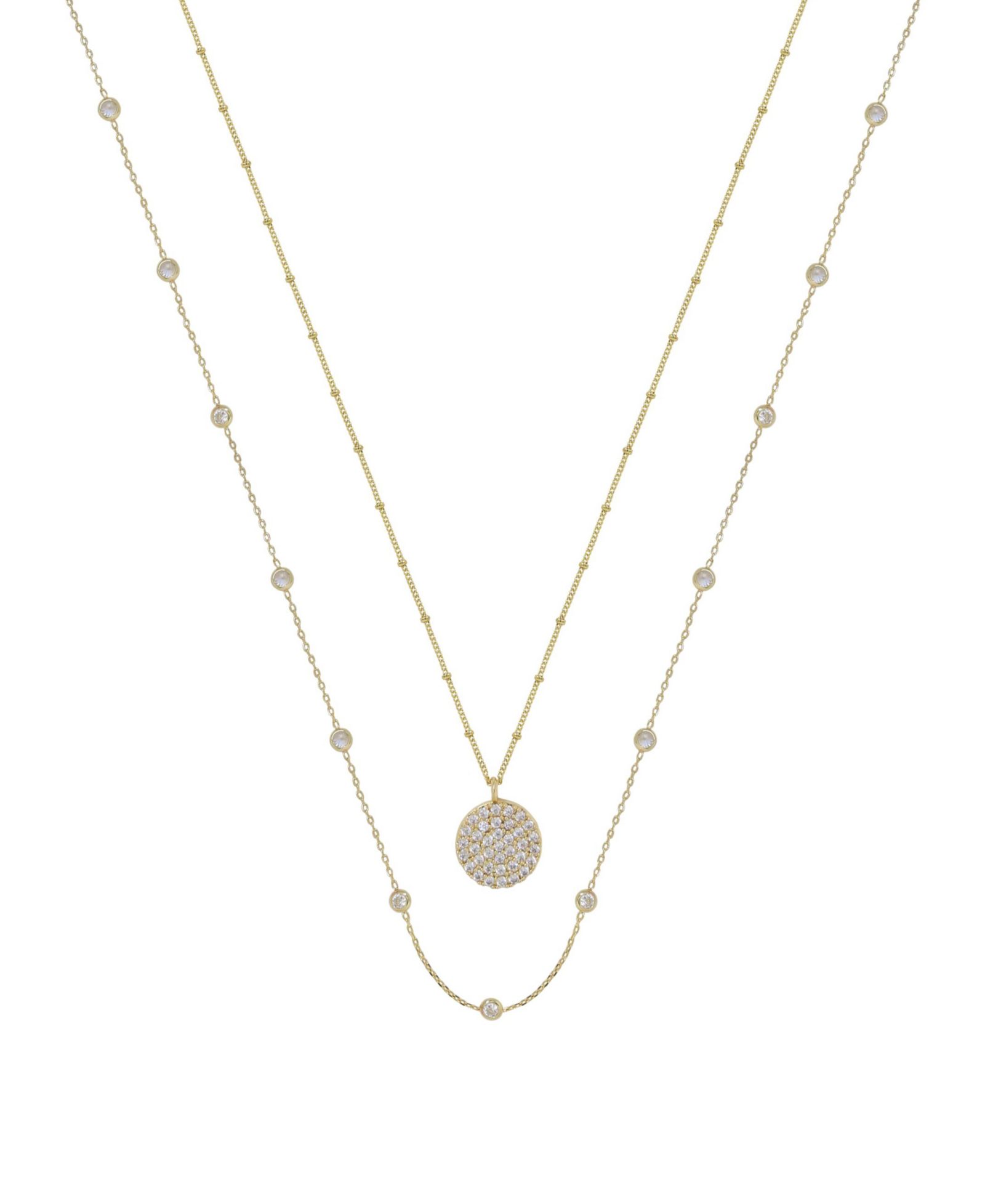 ETTIKA Crystal Disc Layered Necklace Set