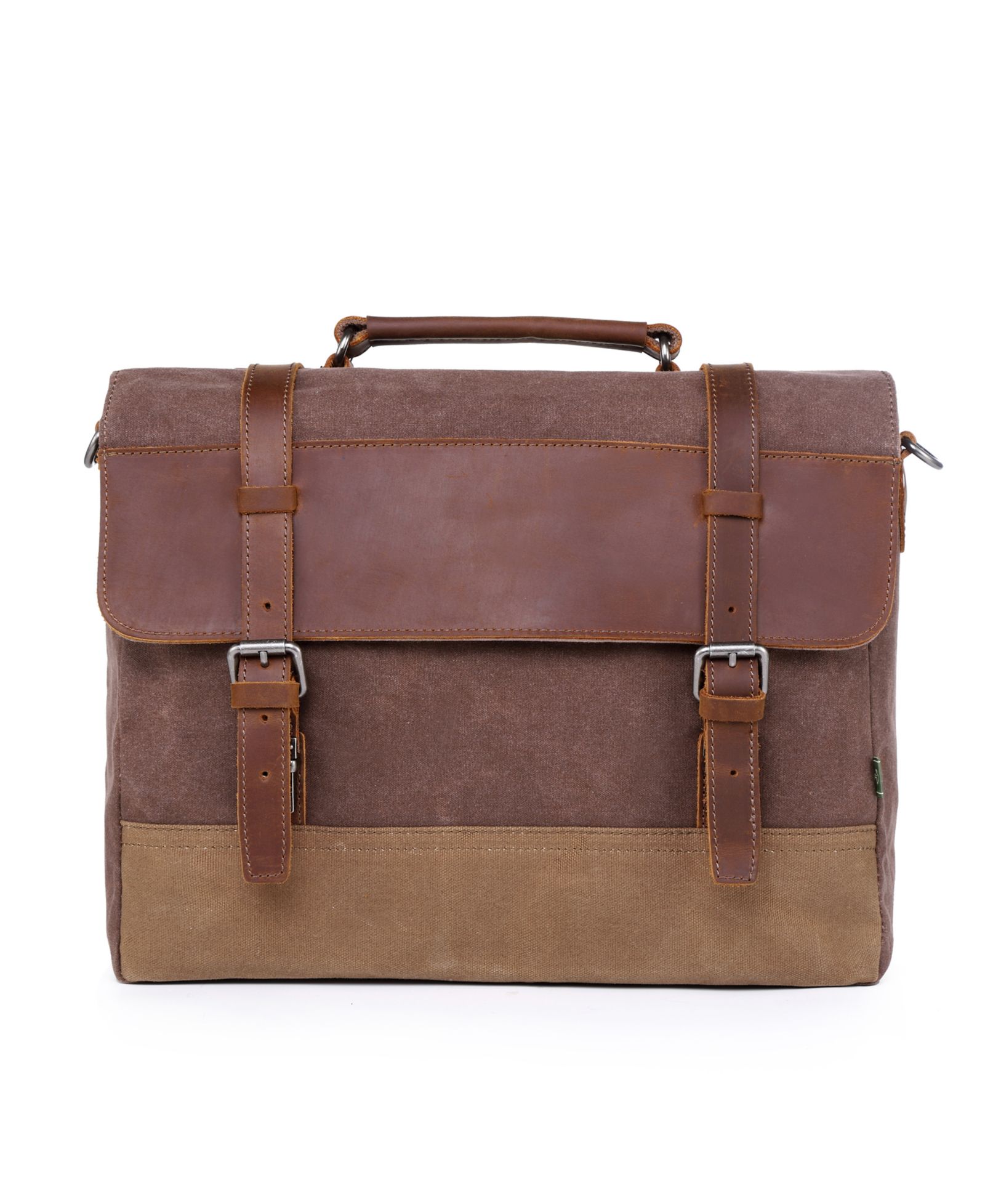 TSD BRAND Stone Creek Waxed Canvas Briefcase