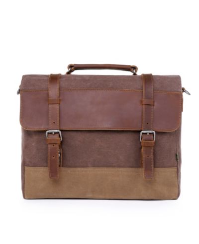 TSD BRAND Stone Creek Waxed Canvas Briefcase