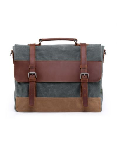 TSD BRAND Stone Creek Waxed Canvas Briefcase