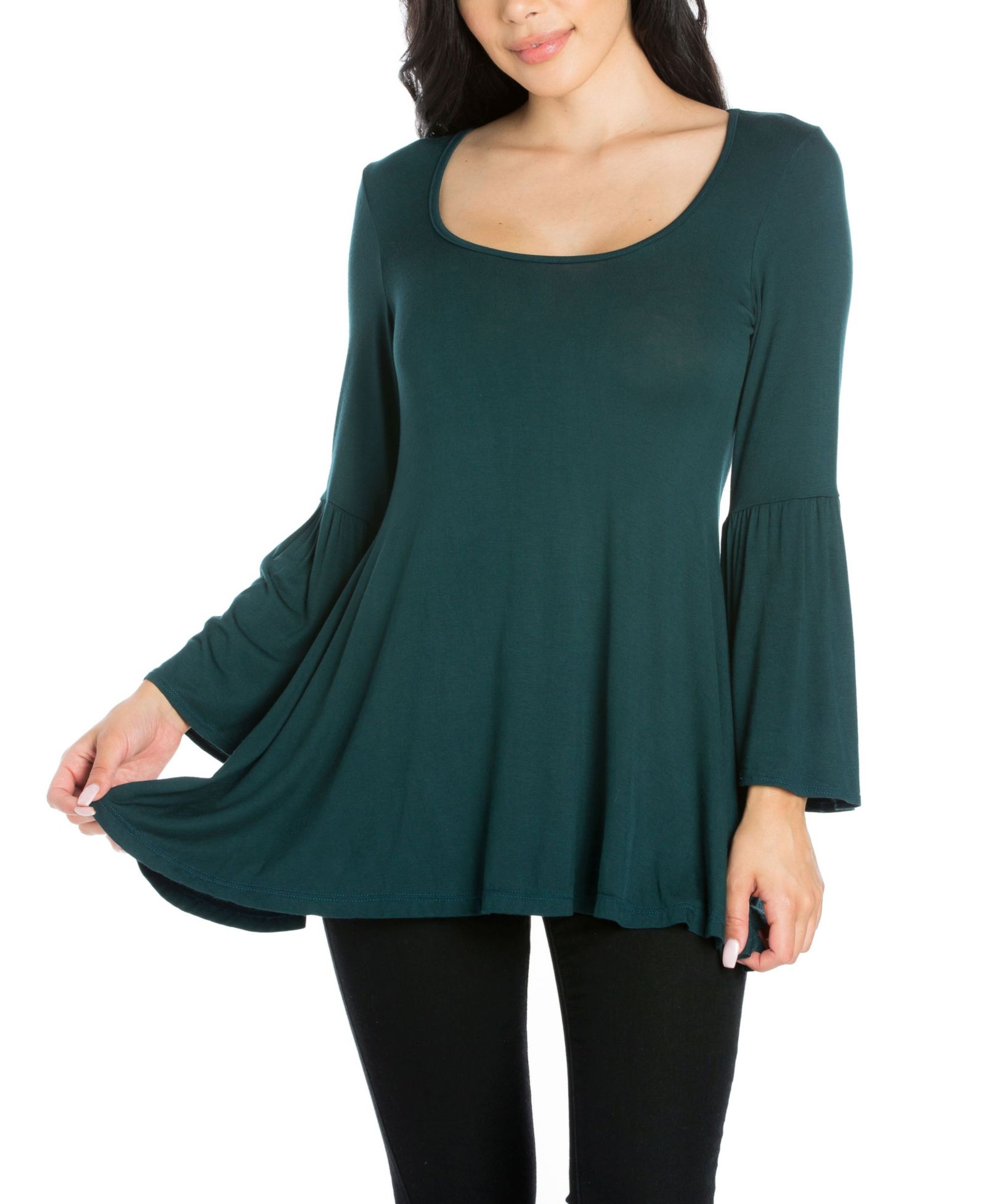 Женский туник-топ 24Seven Comfort Apparel Swing High Low Bell Sleeve
