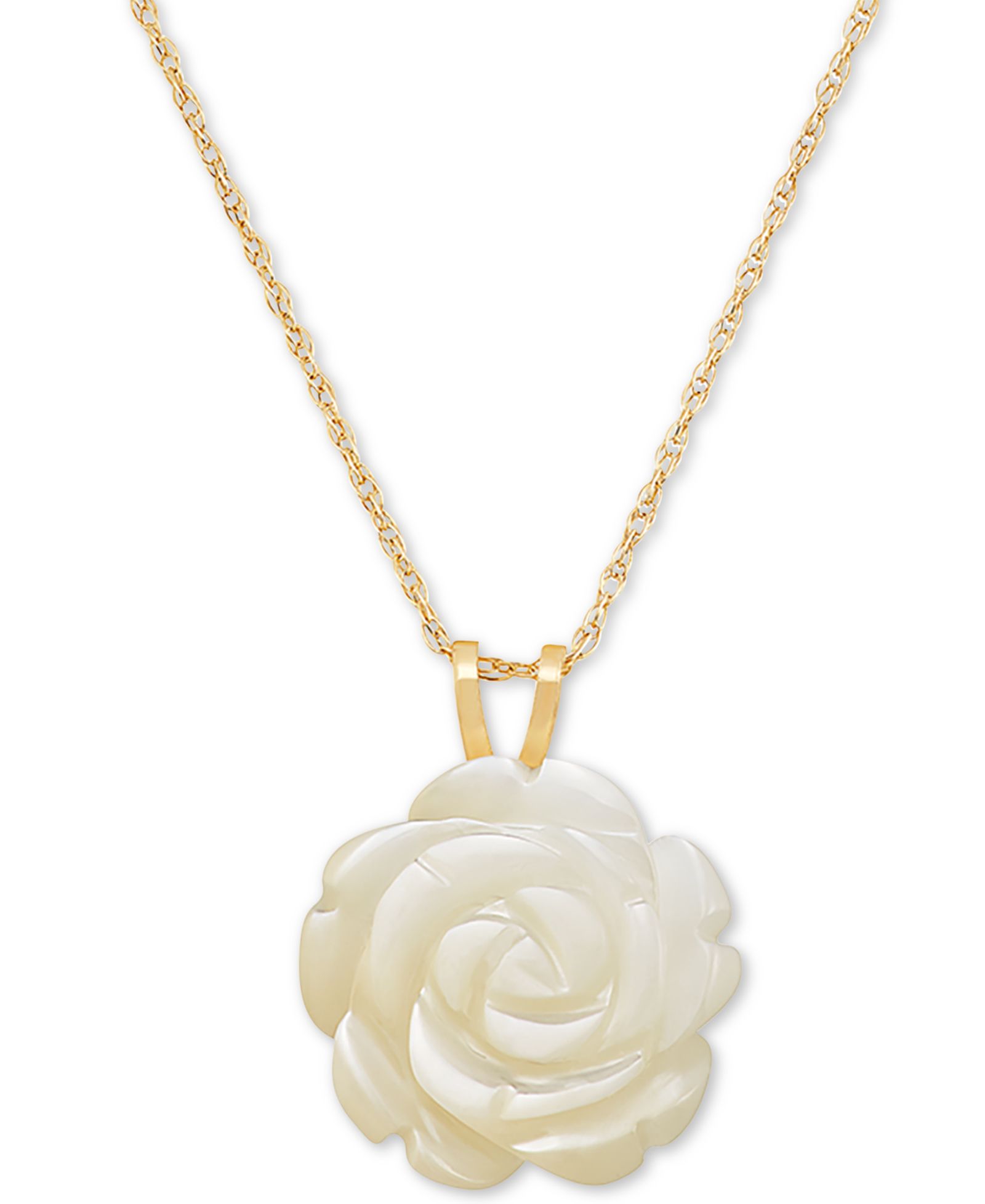 Подвеска Macy's Mother-of-Pearl Rose 18" Pendant Necklace in 10k Gold
