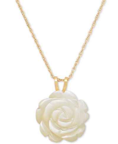 Подвеска Macy's Mother-of-Pearl Rose 18" Pendant Necklace in 10k Gold