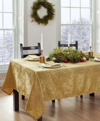 Elrene Poinsettia Elegance Jacquard Holiday Tablecloth - 52" x 70" Oblong