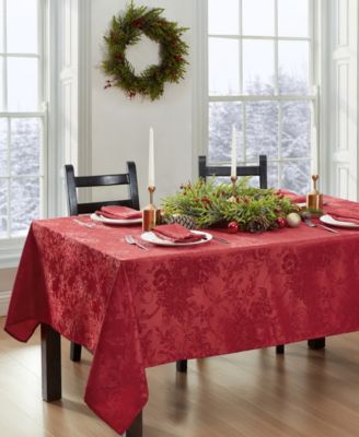 Elrene Poinsettia Elegance Jacquard Holiday Tablecloth - 60" x 84" Rectangle