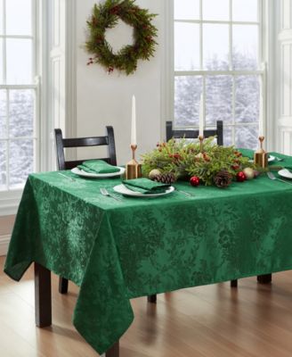 Elrene Poinsettia Elegance Jacquard Holiday Tablecloth - 60" x 102"