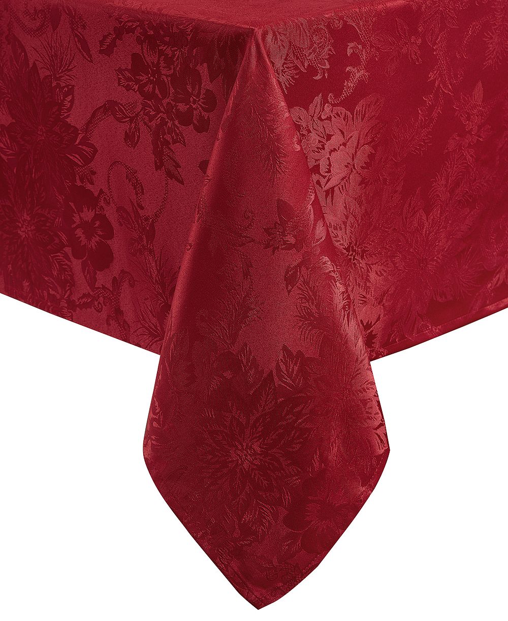 Elrene праздничная скатерть жаккард Poinsettia Elegance, 60" x 144"