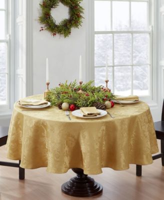 Elrene Poinsettia Elegance Jacquard Holiday Tablecloth - 70"