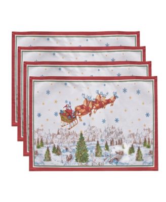 Подставка под тарелку Elrene Santa's Snowy Sleighride, набор из 4 шт.