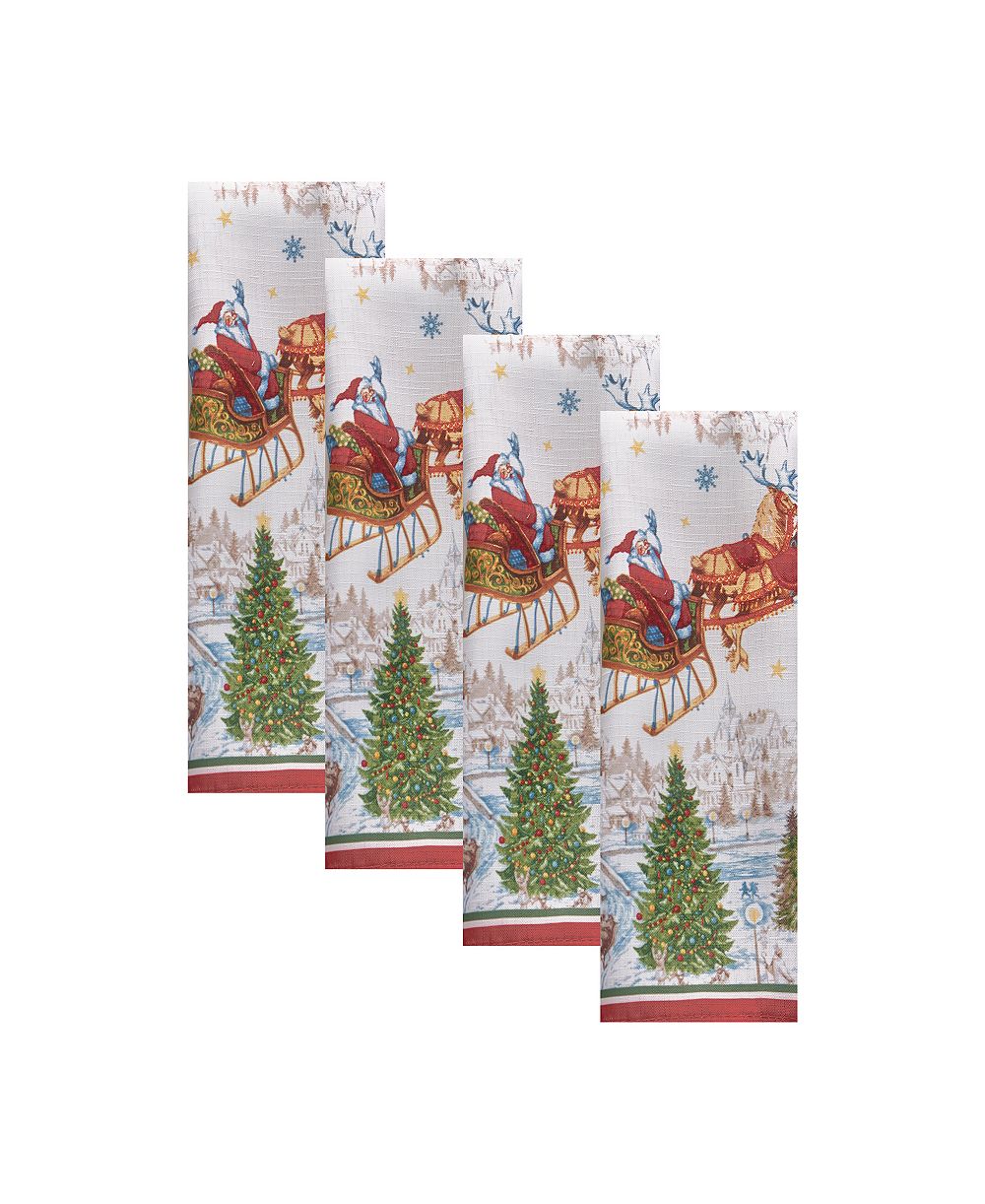 Набор салфеток Elrene Santa's Snowy Sleighride, 4 шт