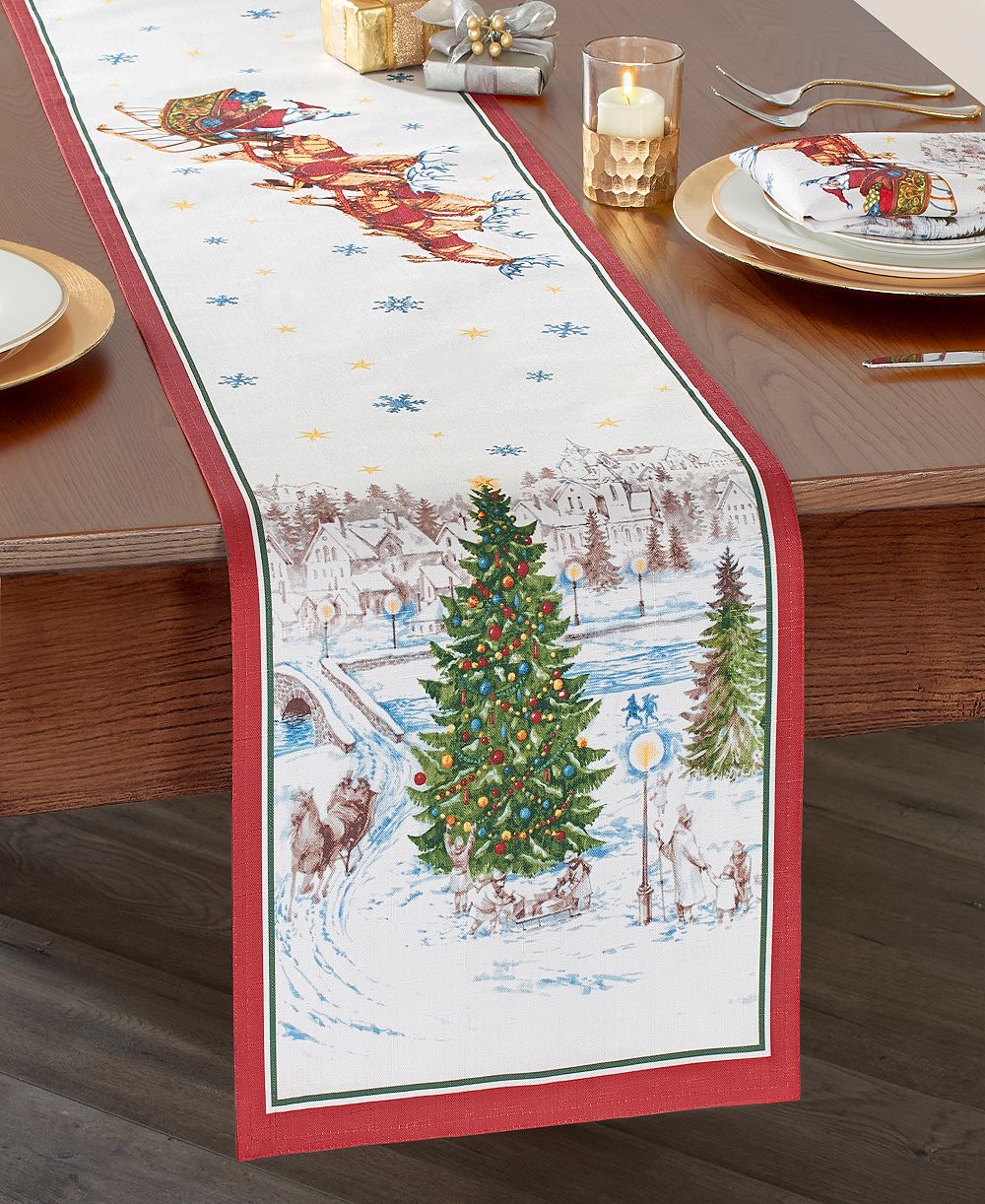 Elrene дорожка на стол Santa's Snowy Sleighride