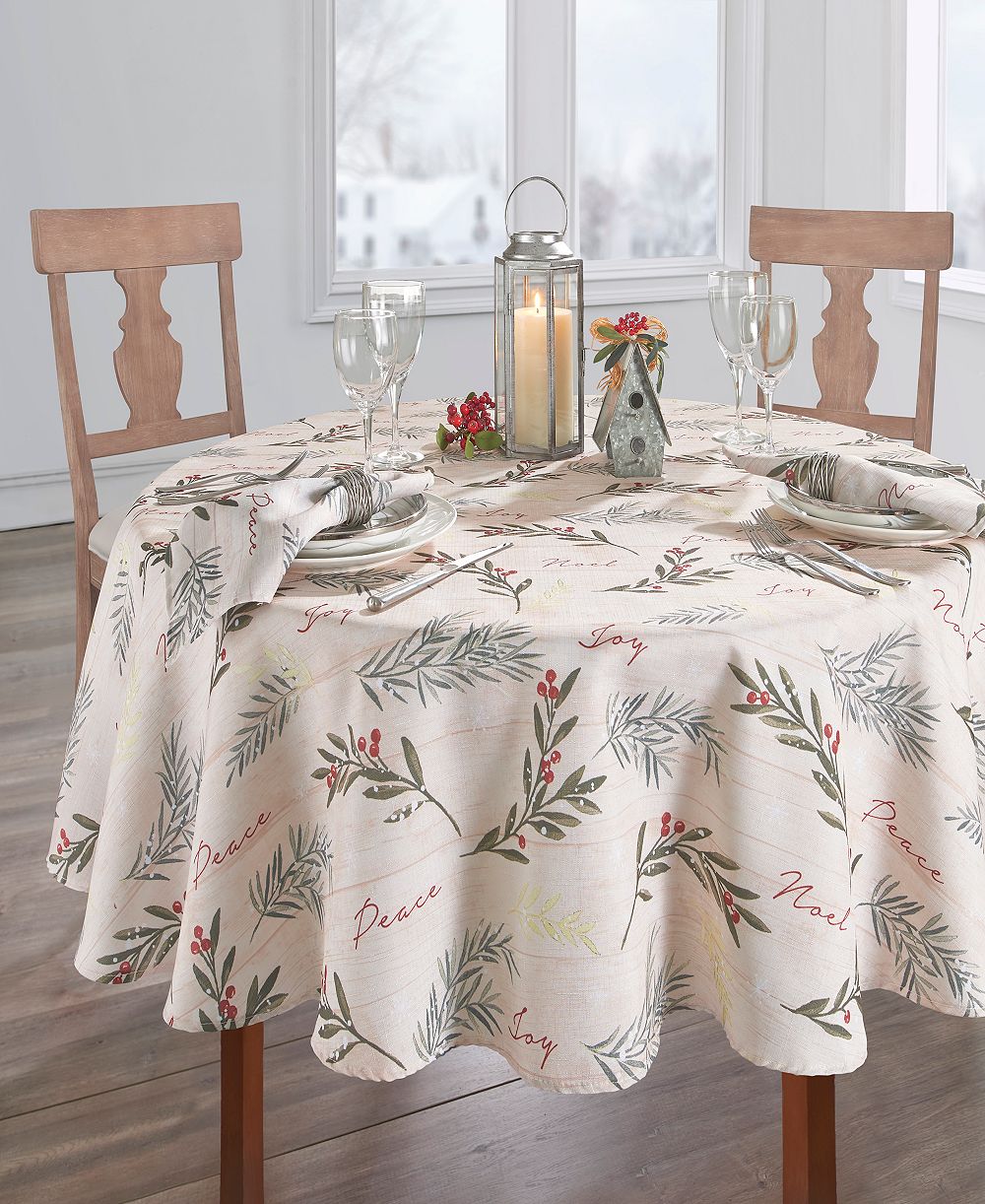Elrene Holiday Tree Trimmings Tablecloth - 70"
