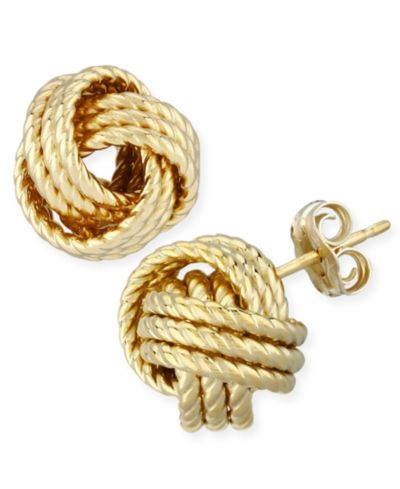 Серьги-гвоздики Rope Love Knot из 14k желтого или розового золота