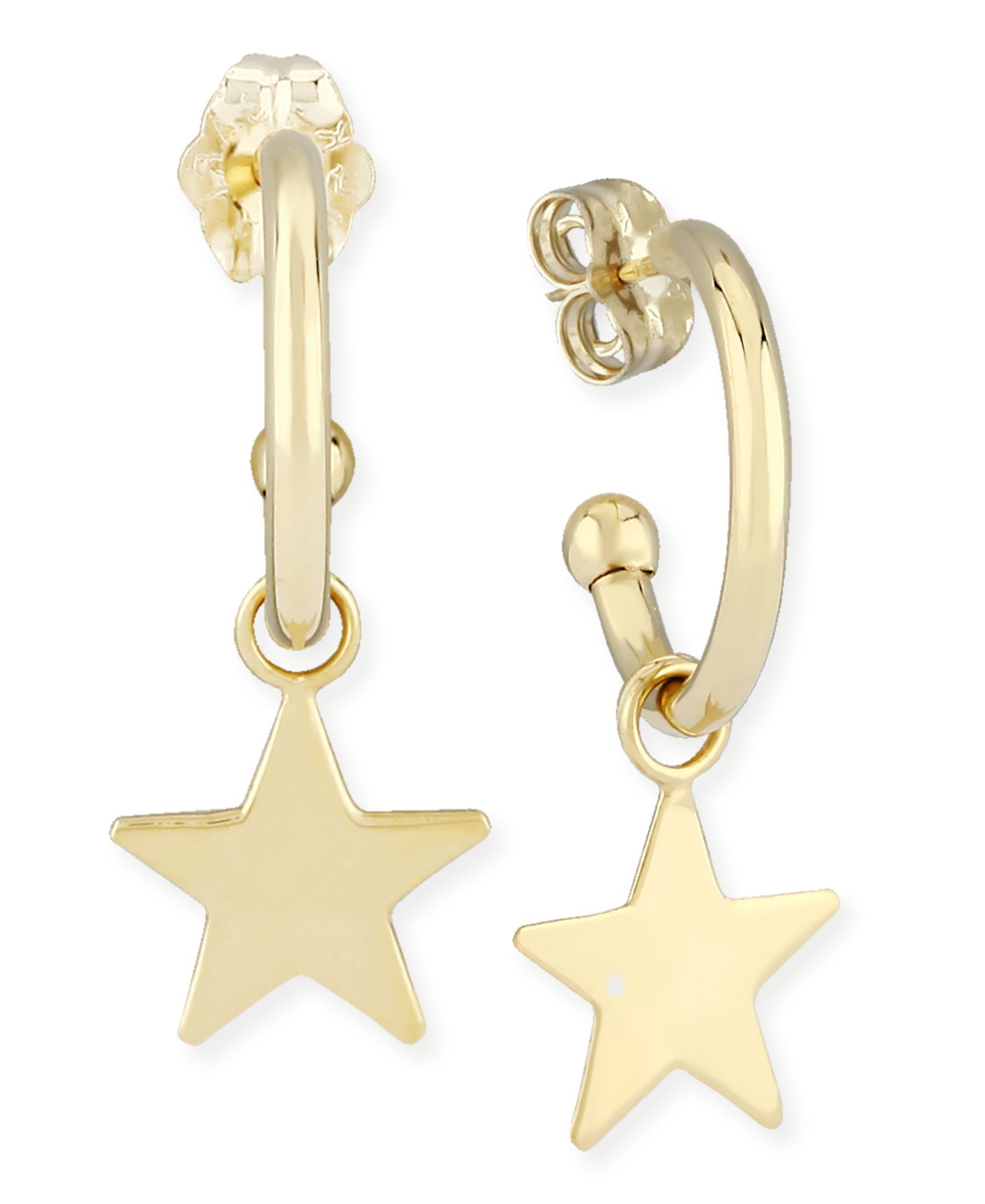 Серьги-кольца Dangle Star из желтого золота 14k