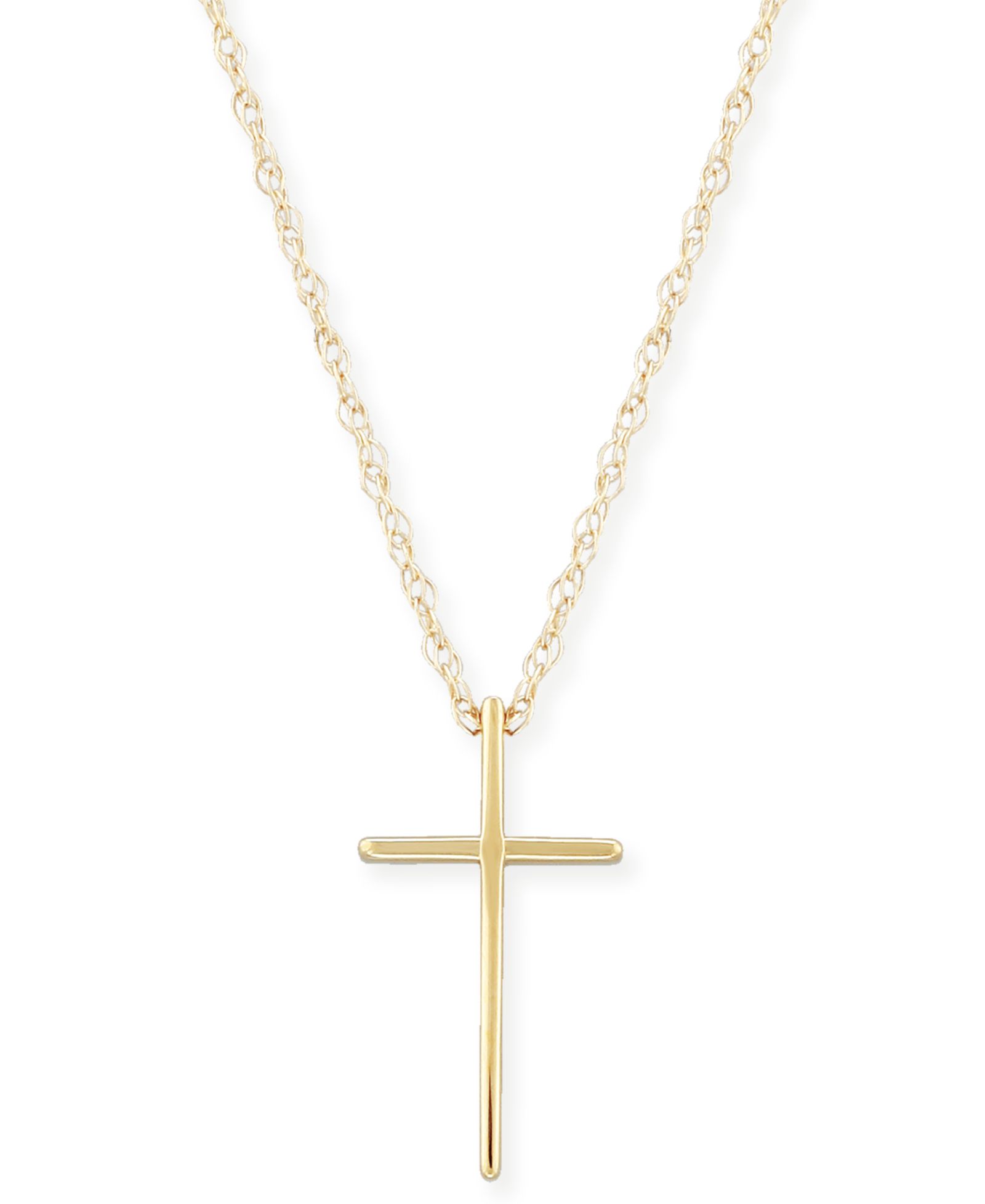 Solid Cross Necklace Set in 14k Yellow, White or Rose Gold