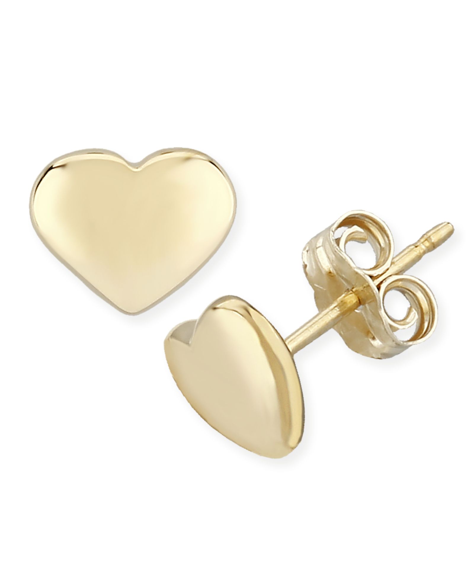 Серьги-гвоздики Flat Heart Stud Earrings 14k Gold 8mm