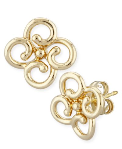 Серьги-гвоздики Twist Clover из желтого золота 14k