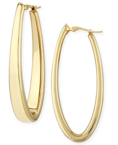 Набор серег-кольц Oval Oblong из желтого золота 14k