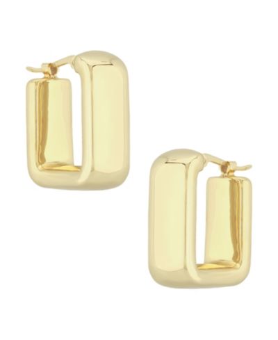 Комплект квадратных серьг-кольцо из золота 14k