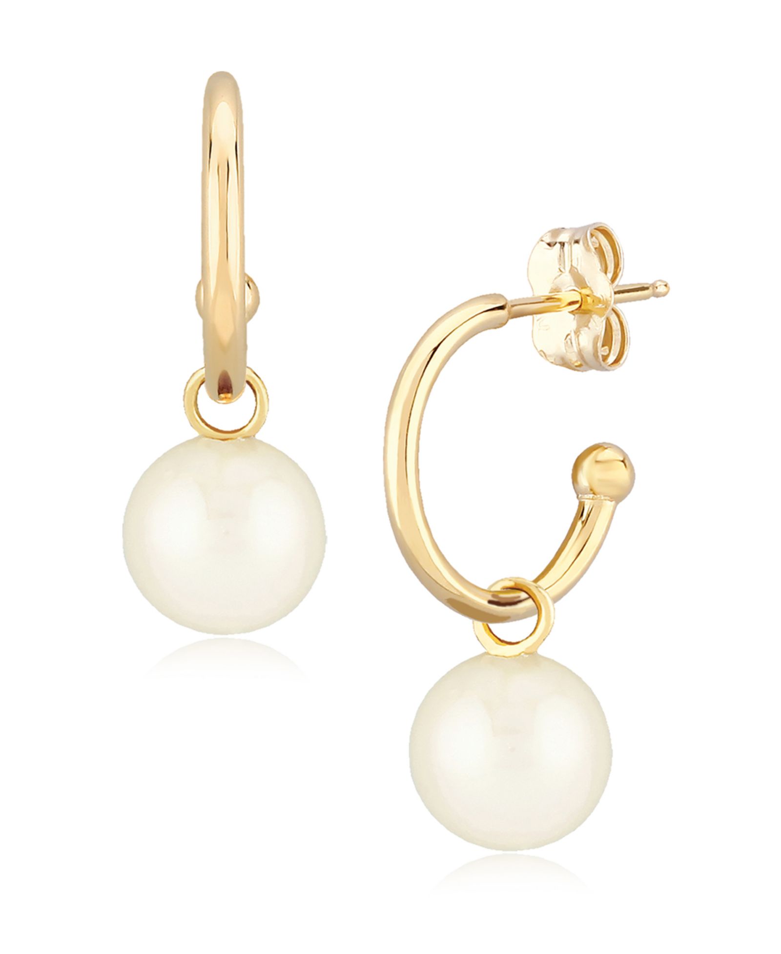 Серьги-кольца с жемчугом (6 mm), набор в 14k Yellow Gold