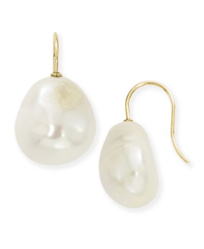 Macy's Серьги-подвески с барочным жемчугом, 14k Gold, 12 mm