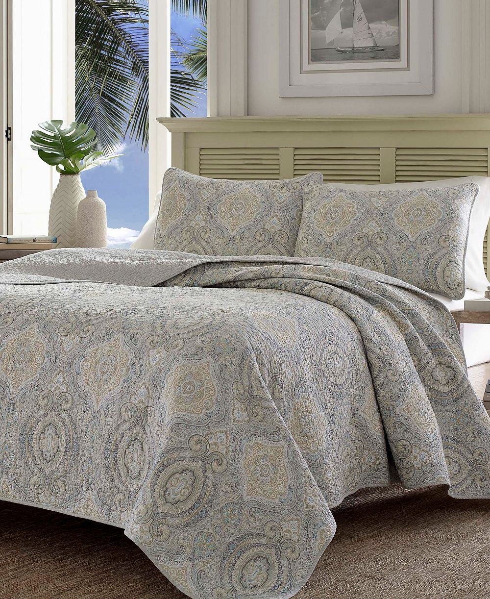 Tommy Bahama Cotton Reversible Quilt Set, King, набор из 3 шт.