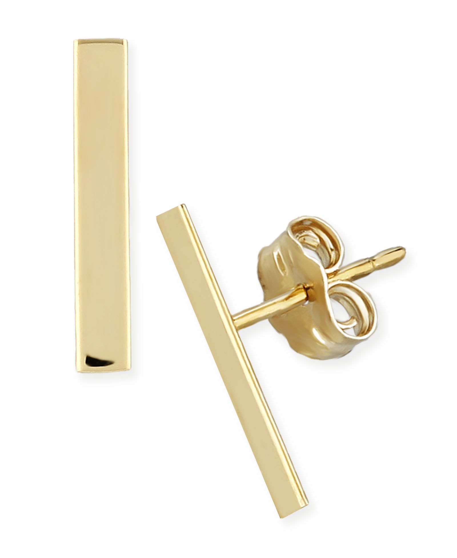 Серьги-гвоздики Flat Bar из 14k желтого или розового золота