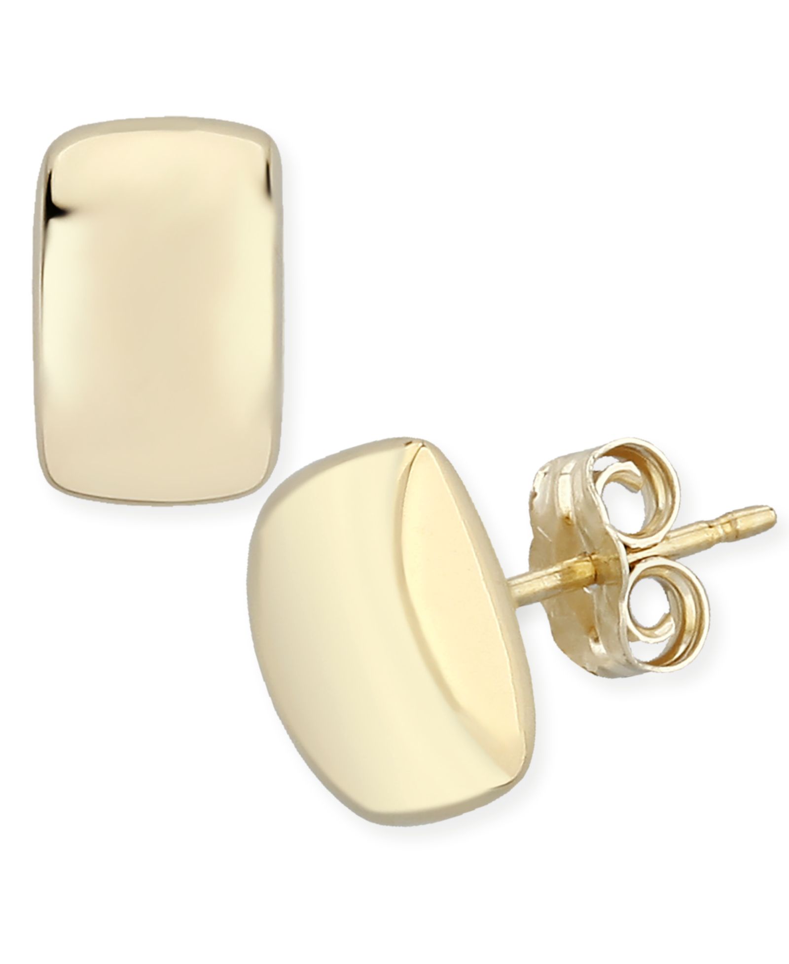 Modern Rectangle Stud Earrings Set in 14k Yellow Gold