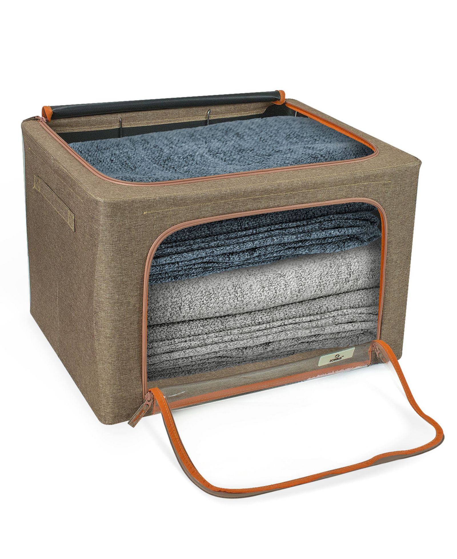 Sorbus 2 Pack Medium Foldable Storage Box - Metal Frame, Oxford Fabric, Large Window & Handles - Organization for Bedroom, Linens & Clothes