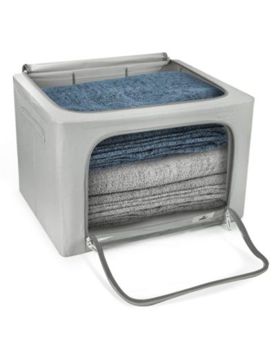 Sorbus 2 Pack Medium Foldable Storage Box - Metal Frame, Oxford Fabric, Large Window & Handles - Organization for Bedroom, Linens & Clothes
