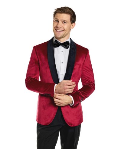 OppoSuits Men's Deluxe Dinner Jacket - Tuxedo Suit Blazer - Burgundy Red