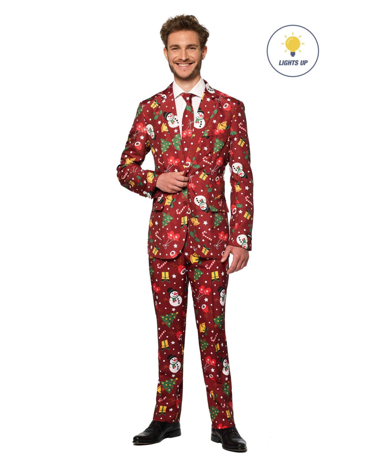 Suitmeister Men's Christmas Suit - Real Light Up Festive Outfit Slim Fit - Green