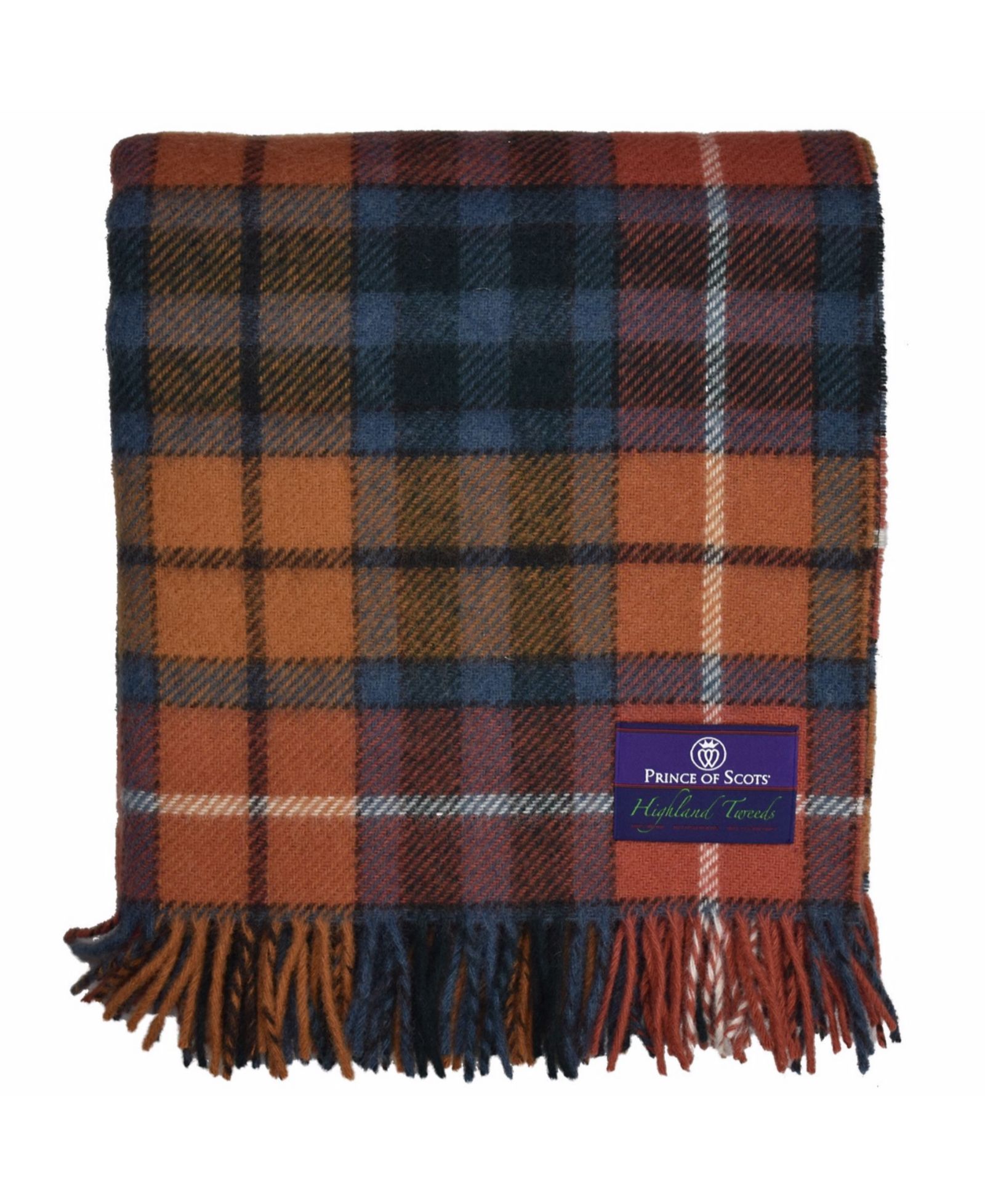 Prince of Scots Highland Tartan Tweed Pure 100% Wool Throw, 72" x 59"