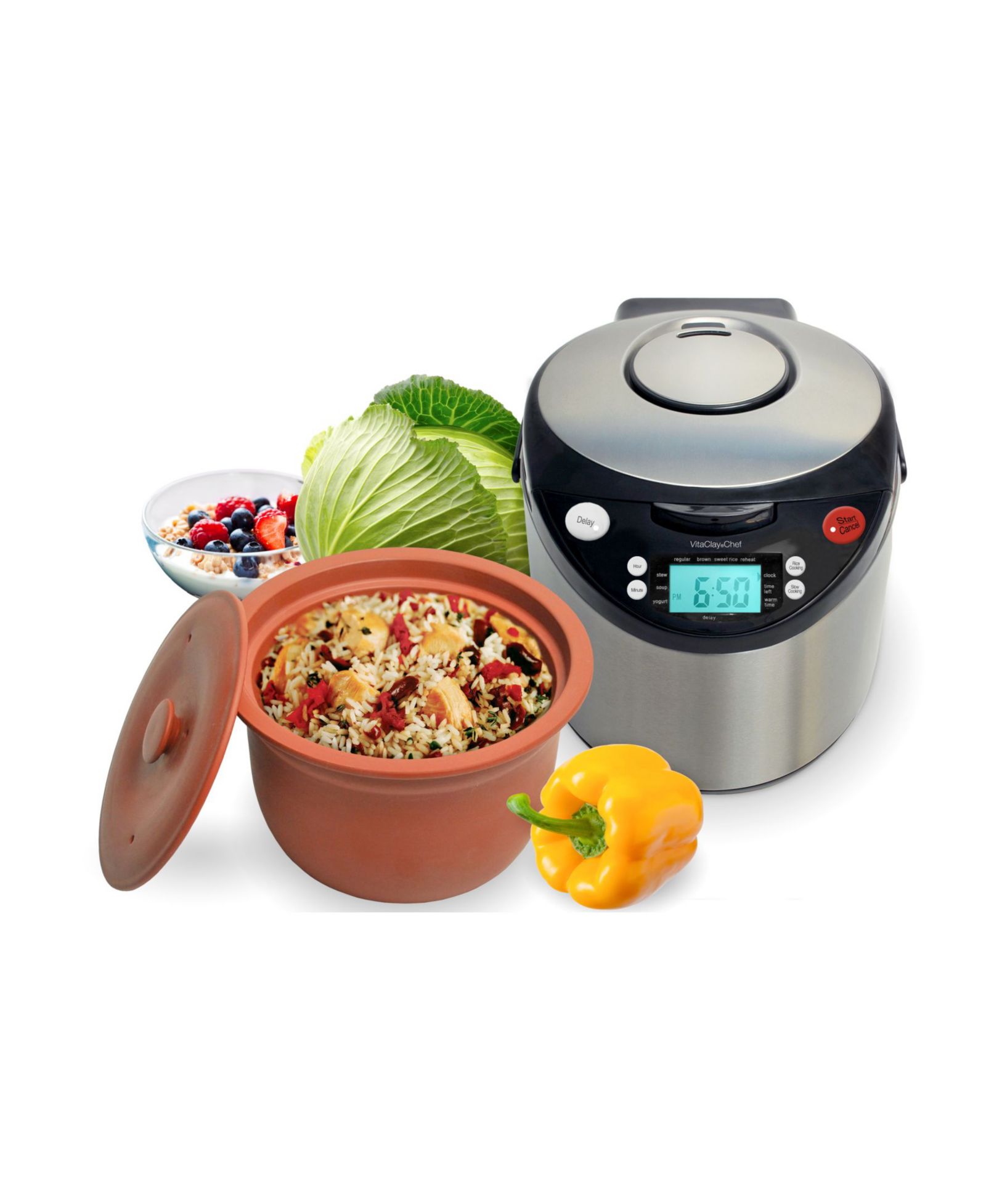 Vitaclay Smart Digital Express - A Rice Slow Cooker, A Digital Steamer and A Yogurt Maker, 3.2 QT