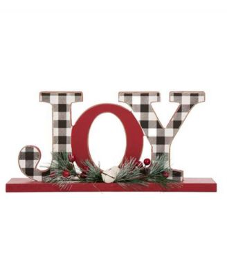 Декор для стола Glitzhome Christmas Wooden Plaid Joy, 11.42" L