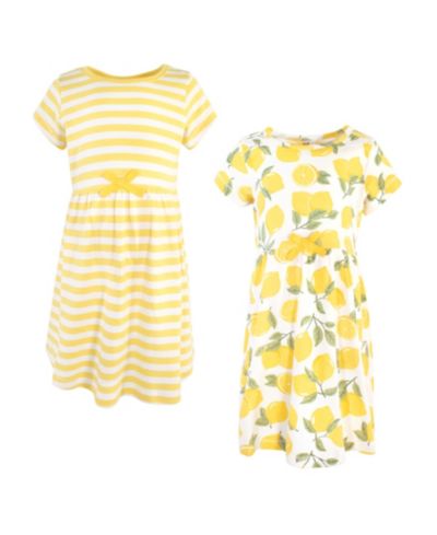Touched by Nature Little Girls Natural Cotton Dresses Featuring Both Short and Long Sleeves
