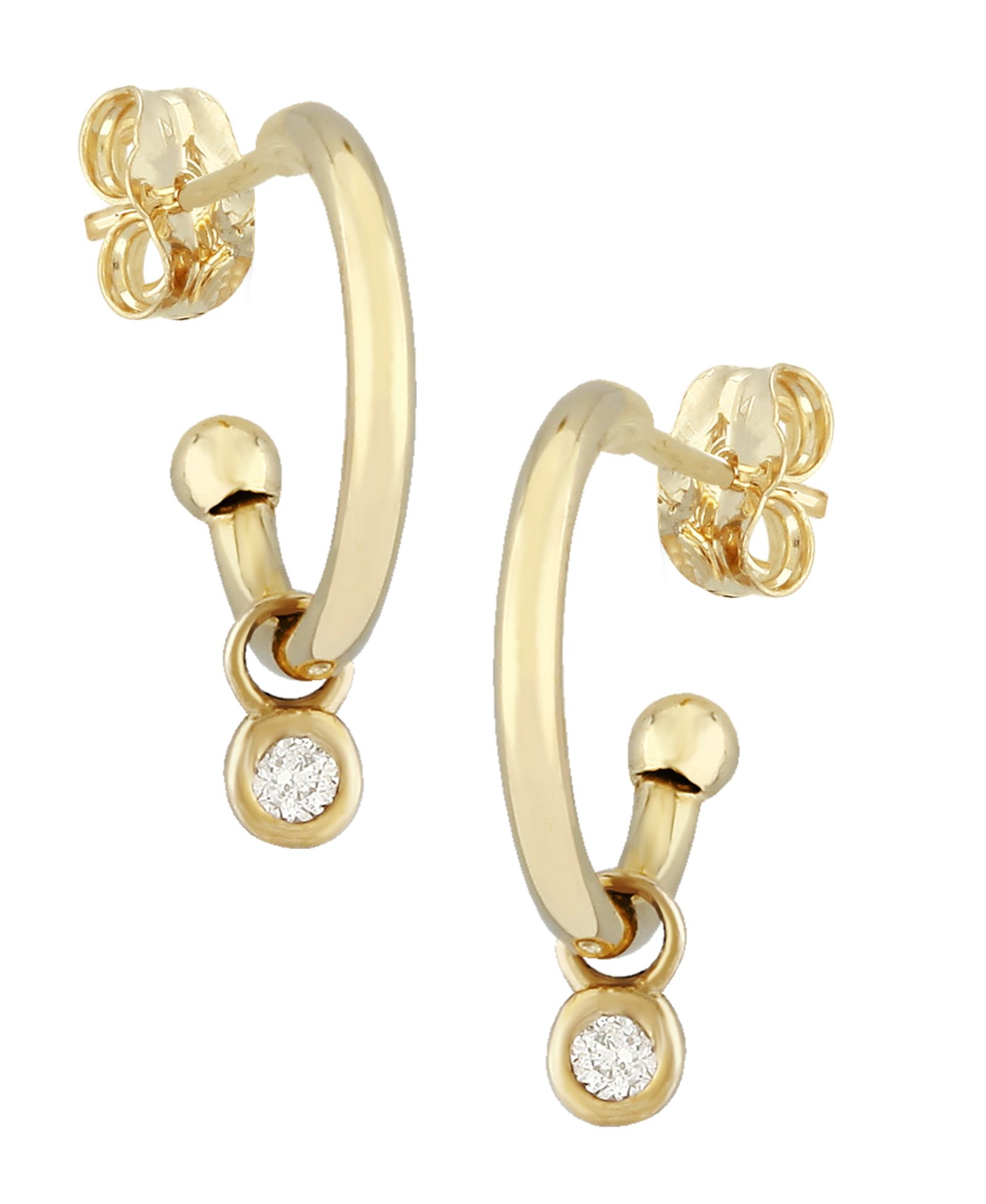 Серьги-кольца Macy's Diamond Accent Simple Hoop Drop в 14K Yellow Gold