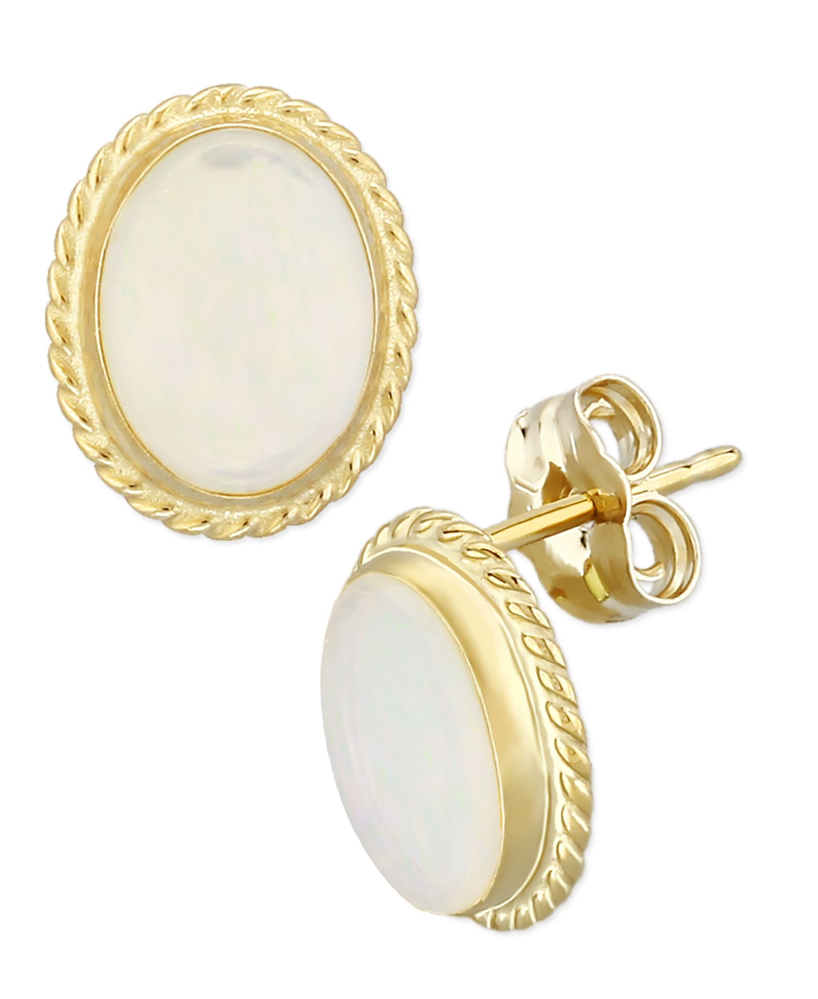 Gemstone Twist Gallery Stud Earring Set in 14k Gold