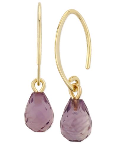 Gemstone Briolette Drop Earring in 14k Yellow Gold Available in Amethyst, Citrine, and Peridot.