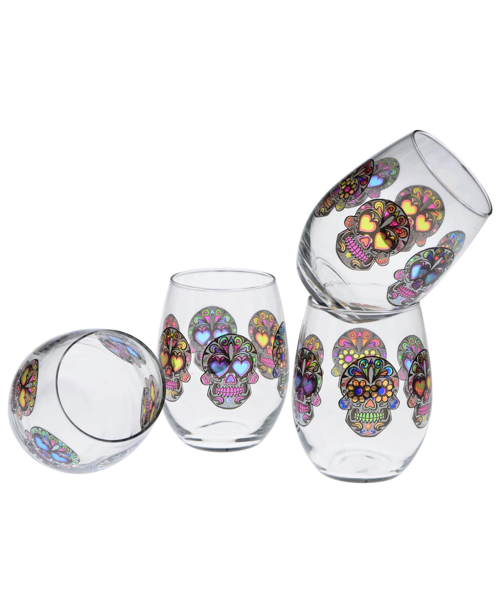 Набор бокалов для вина Culver Sugar Skull Stemless 15-Ounce, 4 шт